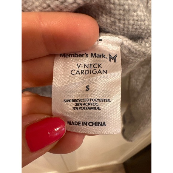 Members Mark V-Neck Cardigan Sweater Light Gray Womens Small Knitwear - Picture 5 of 5